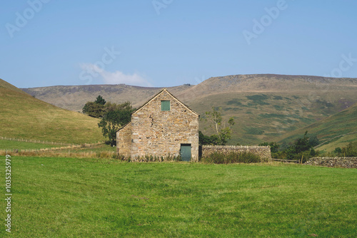 Olf stone farm house in Edale, Peak District photo