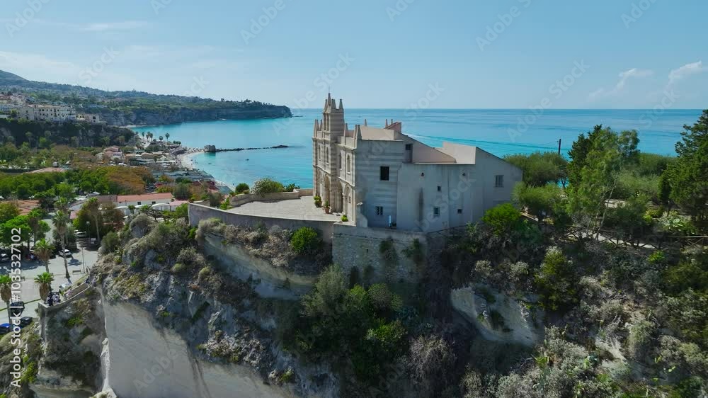Tropea from a drone, Tyrrhenian Sea, Calabria, Italy, Europe Tropea from a drone, Tyrrhenian Sea, Calabria, Italy, Europe