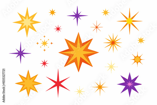 Sparkle stars Set Vector on a White Background