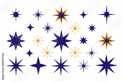 Sparkle stars Set Vector on a White Background