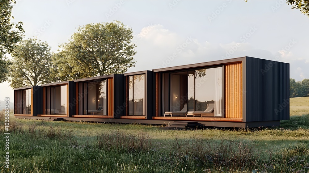 Retirement Friendly Modern Home with Accessible Design and Inviting Atmosphere A Photograph of a Single Story Residence Featuring Wide Doorways Ramps Retirement Friendly Modern Home with Accessible Design and Inviting Atmosphere A Photograph of a Single Story Residence Featuring Wide Doorways Ramps