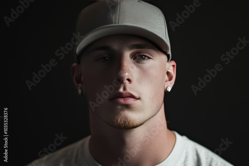 Portrait of a Young Man Wearing a Gray Cap