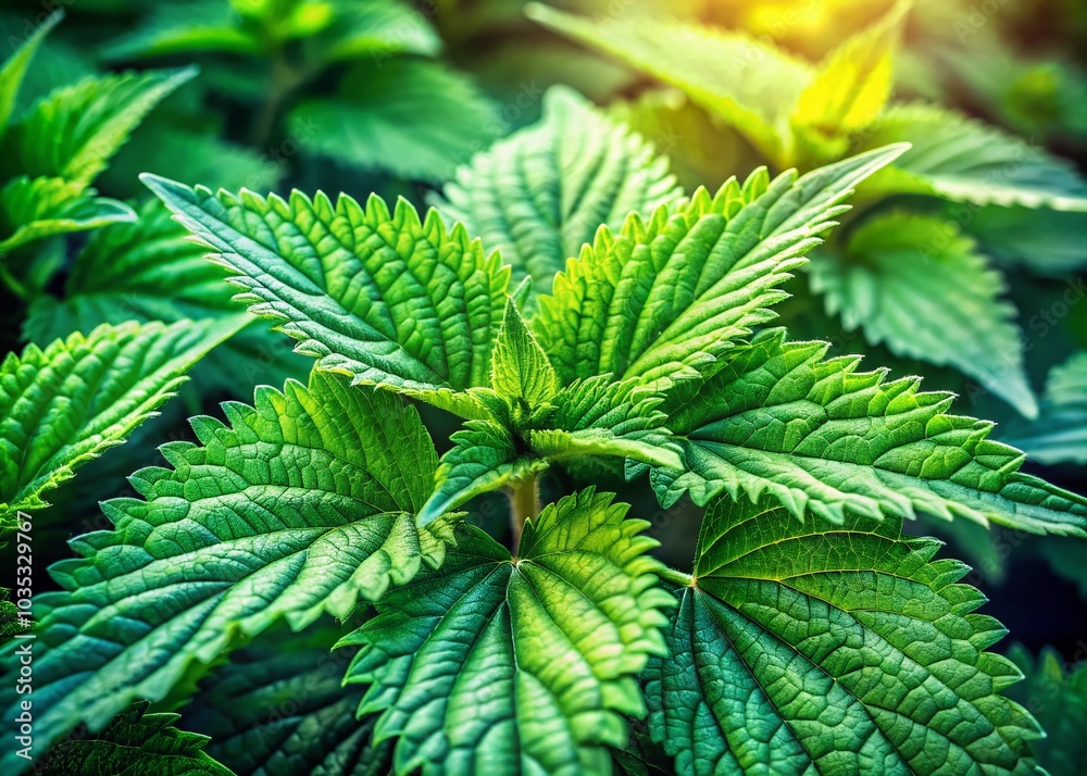 Closeup of Lush Green Nettle Bush in Natural Habitat - High-Resolution Landscape Photography Closeup of Lush Green Nettle Bush in Natural Habitat - High-Resolution Landscape Photography