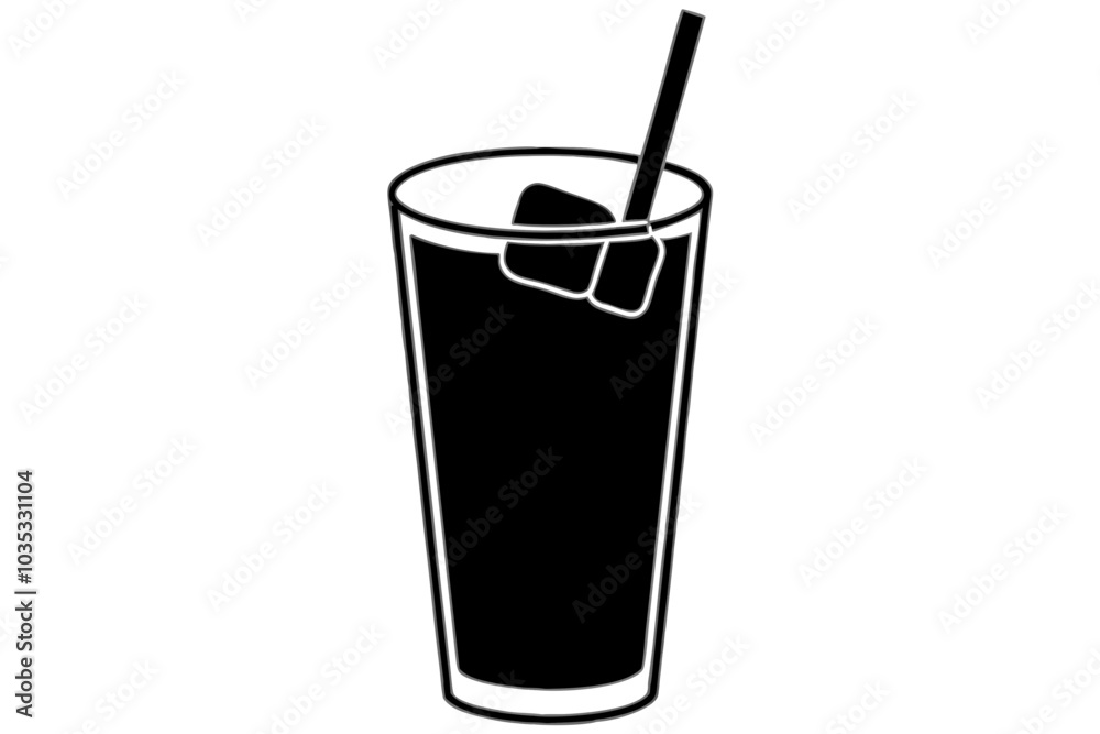 Cold drink silhouette, cold drink vector icon, cup with straw vector silhouette Cold drink silhouette, cold drink vector icon, cup with straw vector silhouette