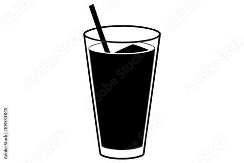 Cold drink silhouette, cold drink vector icon, cup with straw vector silhouette