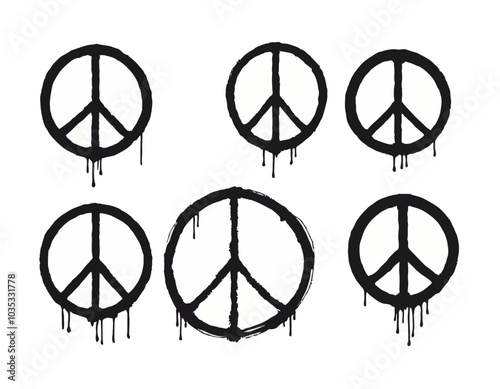 set of peace signs isolated on a white background