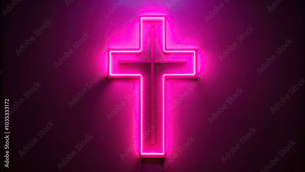 pink luminescence of neon crosses from a bird's eye view pink luminescence of neon crosses from a bird's eye view