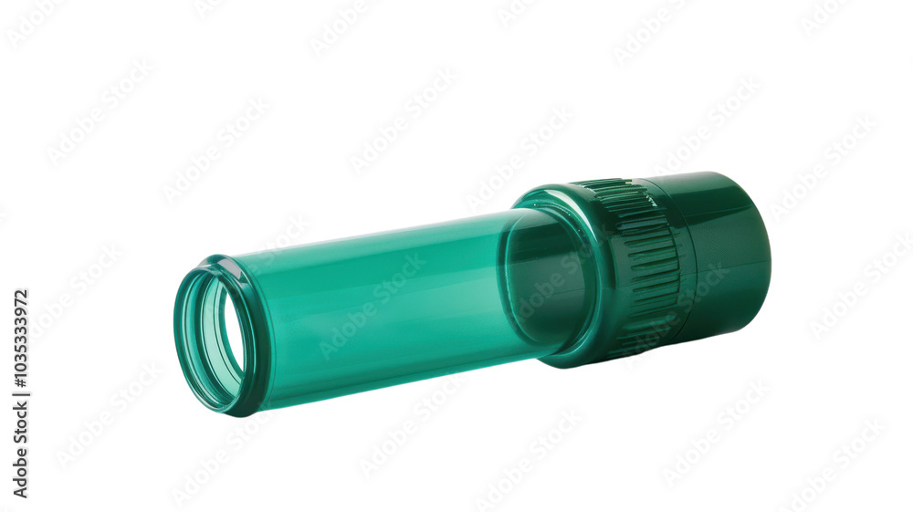 Green Plastic Inhaler for Asthma Relief Isolated on White Background - Perfect for Healthcare and Medical Needs Green Plastic Inhaler for Asthma Relief Isolated on White Background - Perfect for Healthcare and Medical Needs