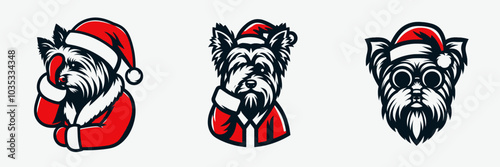 Yorkshire Terrier in Santa Costume Facepalm Moment