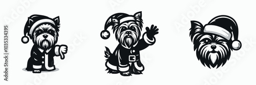 Yorkshire Terrier Disapproves of Santa Costume