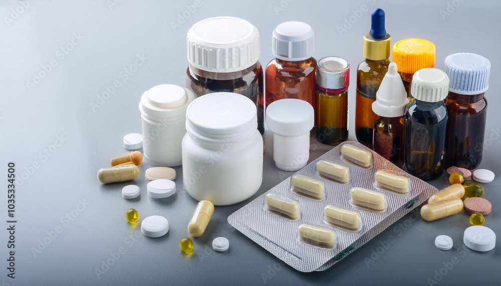 Close-Up of Pharmaceutical Products and Medications Close-Up of Pharmaceutical Products and Medications