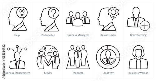 A set of 10 web marketing icons as creativity, help, manager