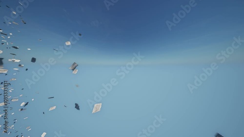 Streams of letters come from all directions and take up all the available space.