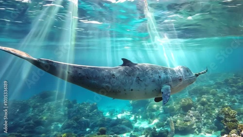 Mystical narwhal with its long, spiraled tusk, Video