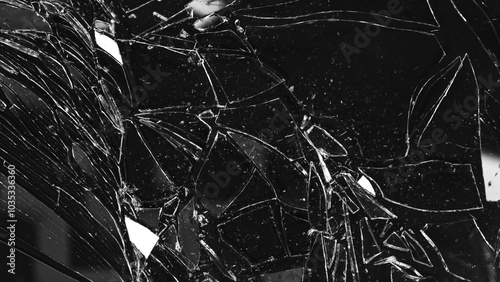 Texture of broken glass with cracks.