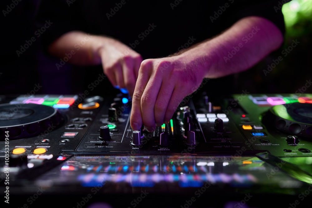 Audio Mixing Console in a Recording Studio with advanced sound production capabilities Audio Mixing Console in a Recording Studio with advanced sound production capabilities