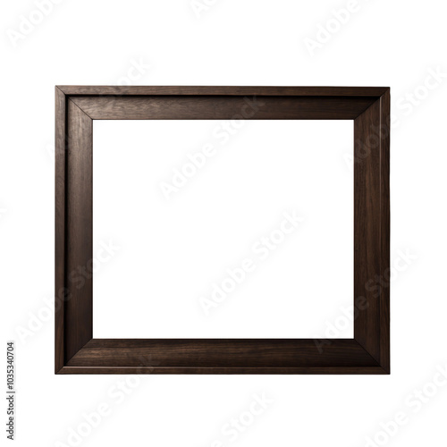 Elegant Dark Wood Frame, Dark Wood Frame with an Isolated Background, Classic Dark Wood Photo Frame on an Isolated Background.