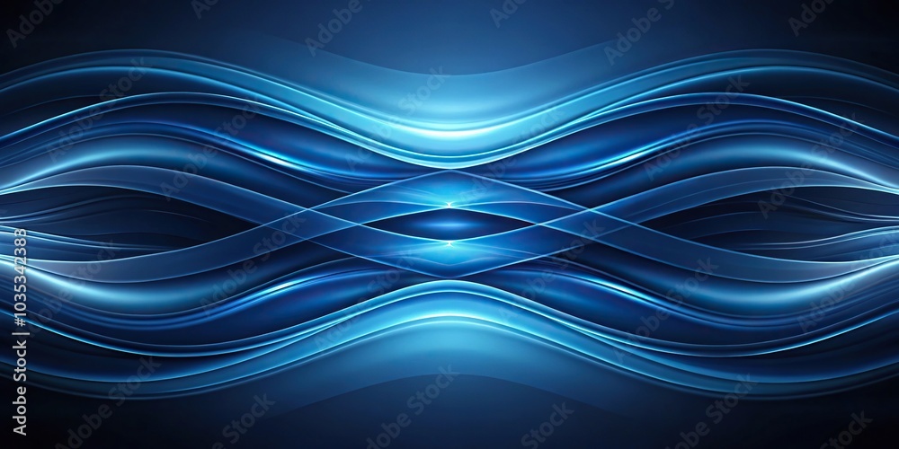 Fototapeta premium symmetrical abstract design with dark blue wavy pattern and light effect