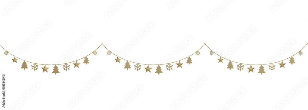 Obraz premium Shimmering Christmas Garland: This beautiful garland, adorned with sparkling gold accents, is the perfect way to add a touch of magic to your holiday celebrations.