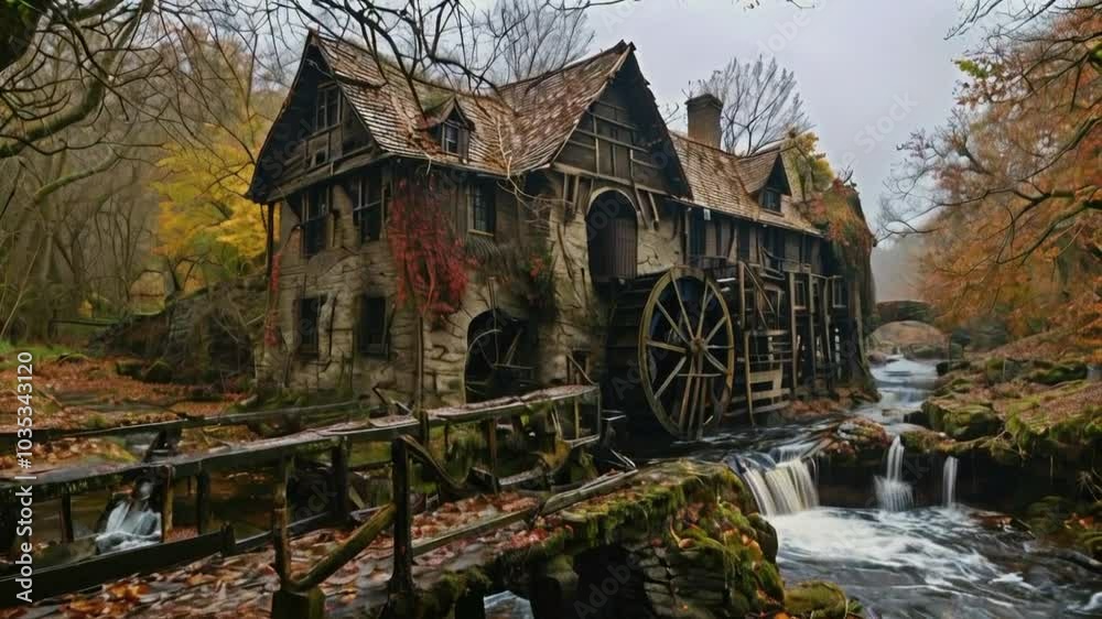 A haunted watermill where strange occurrences take place.
