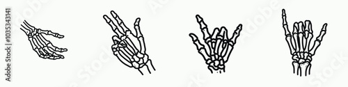 Skeleton Hand Gesture Isolated on White Background