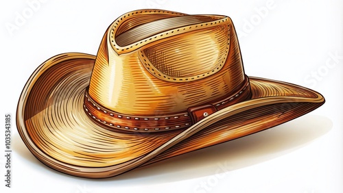 Cowboy Hat Vector Illustration for Fashion Design - Isolated on White Background photo