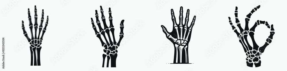 Skeleton Hand Gesture Isolated on White Background Skeleton Hand Gesture Isolated on White Background
