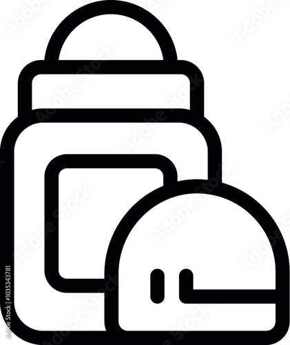 Simple bold outline icon representing a roll on deodorant or antiperspirant for personal hygiene