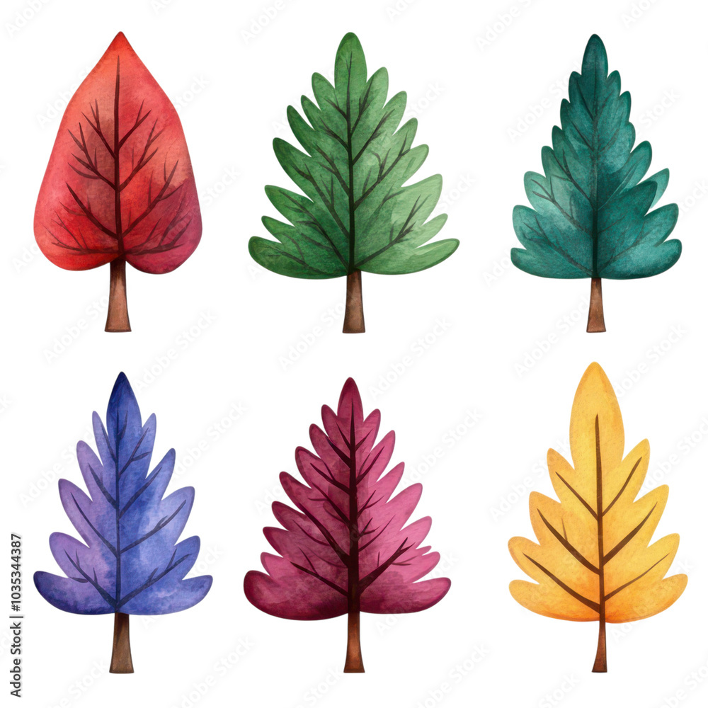 Obraz premium Festive Christmas Tree Clipart Set for Holiday Celebrations and Seasonal Decor