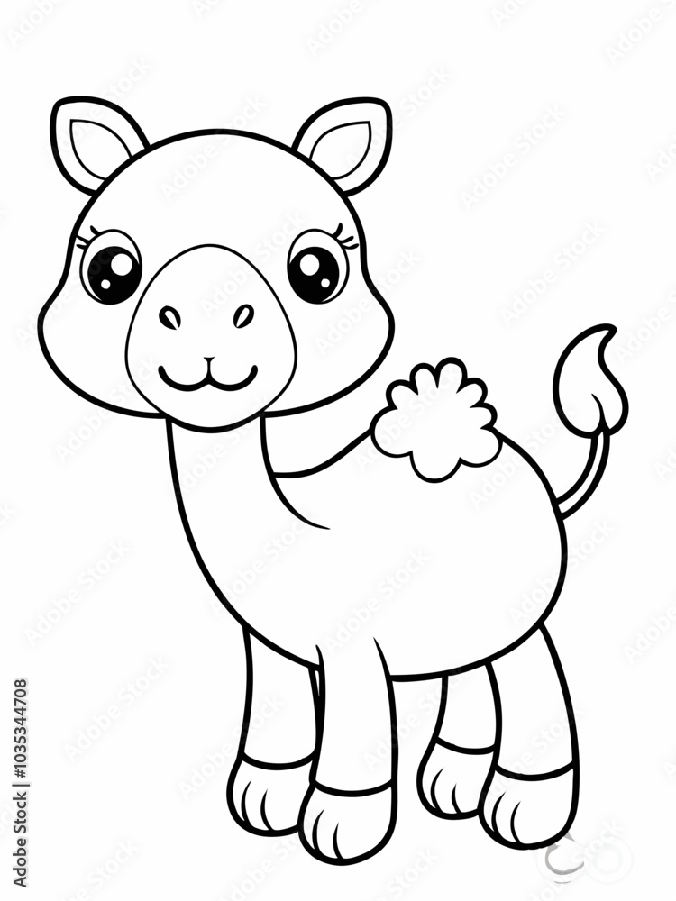 Cute kawaii camel in minimalist style illustration for children's coloring book on a white background
Cute kawaii camel in minimalist style illustration for children's coloring book on a white background