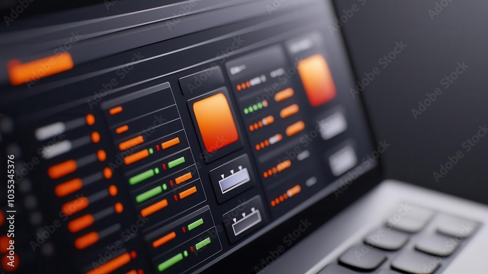 Closeup of vulnerability scanning software, featuring a realtime scan progress bar and detected threats on a sleek digital dashboard Closeup of vulnerability scanning software, featuring a realtime scan progress bar and detected threats on a sleek digital dashboard