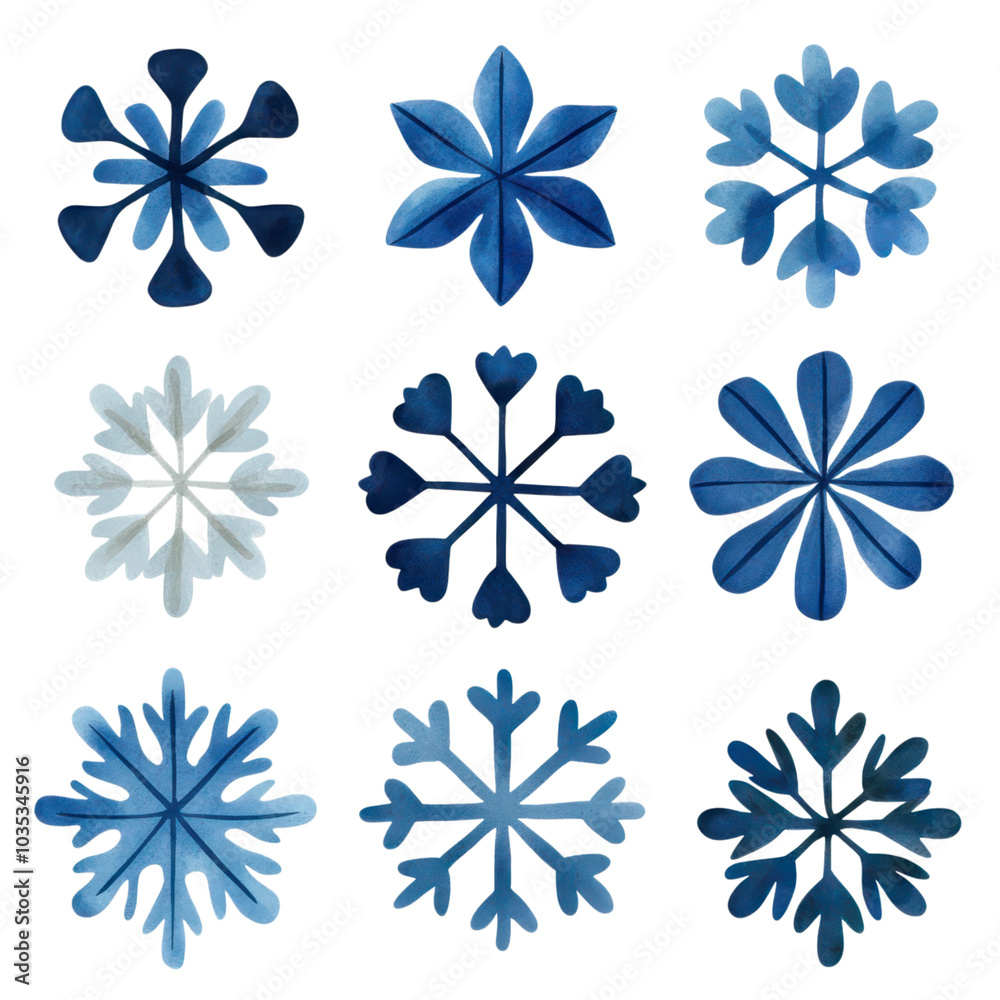 Set of elegant snowflake clipart elements for winter-themed designs and seasonal projects. Set of elegant snowflake clipart elements for winter-themed designs and seasonal projects.