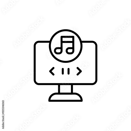 Music streaming outline icons, minimalist vector illustration ,simple transparent graphic element .Isolated on white background