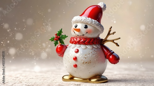 snowman with red hat and scarf