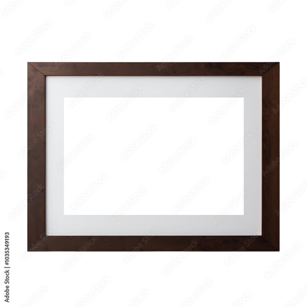 Dark Wood Frame, Classic Dark Wood Photo Frame on an Isolated Background, Elegant Dark Wood Frame. Dark Wood Frame, Classic Dark Wood Photo Frame on an Isolated Background, Elegant Dark Wood Frame.