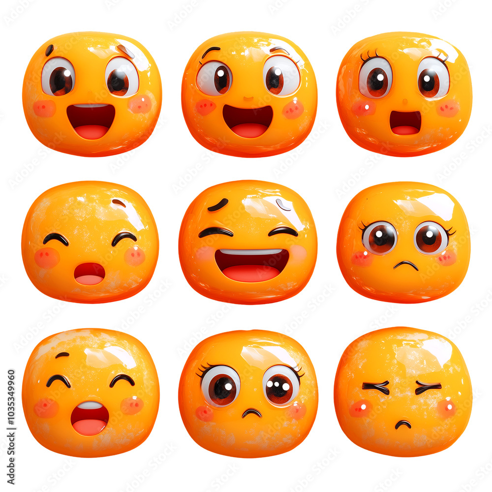 Illustration of Colorful Square Emojis with Various Facial Expressions, Cutout, Isolated on Transparent PNG/White Illustration of Colorful Square Emojis with Various Facial Expressions, Cutout, Isolated on Transparent PNG/White