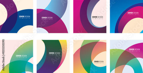 Eight different colors and different angles for social media cover page design