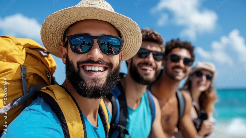 A lively group enjoys their time on the seaside, exuding happiness and camaraderie. Their bright, cheerful demeanor celebrates friendship and the joy of travel adventure. A lively group enjoys their time on the seaside, exuding happiness and camaraderie. Their bright, cheerful demeanor celebrates friendship and the joy of travel adventure.