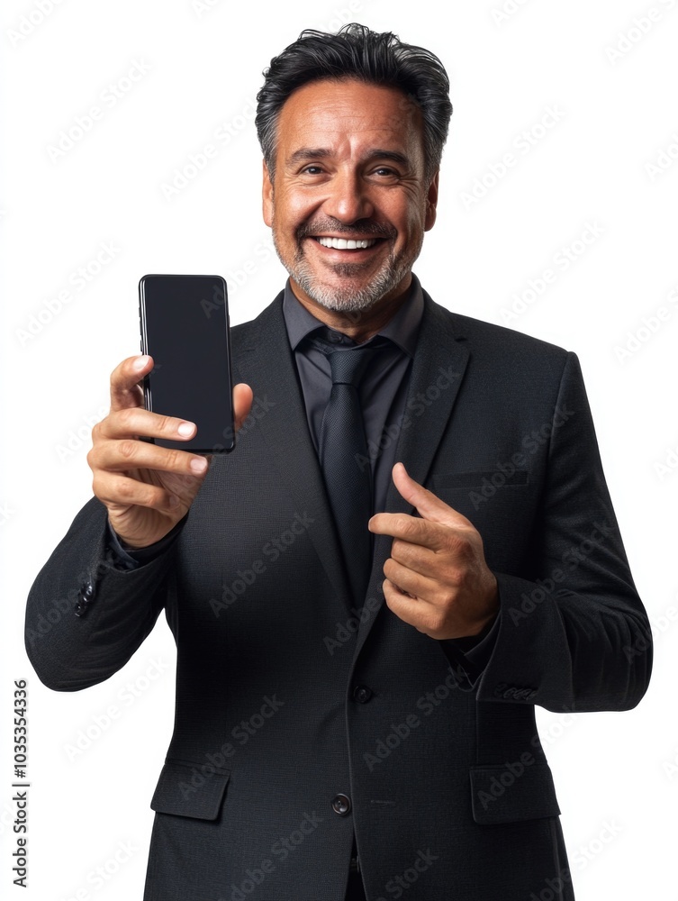 Smiling Businessman Holding Phone Smiling Businessman Holding Phone