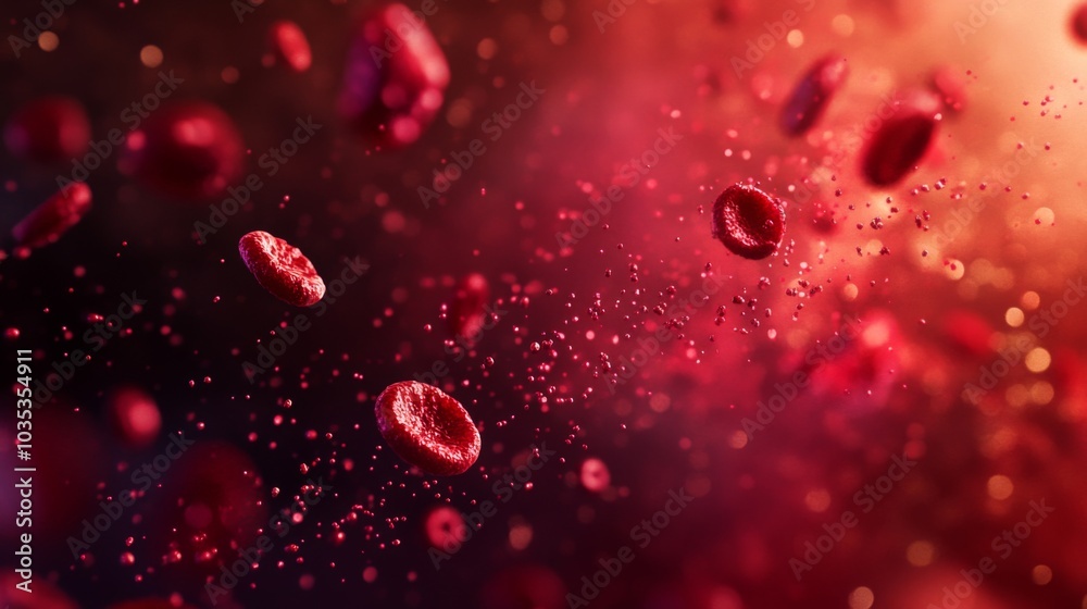 Red Blood Cells Floating in a Reddish-Orange Liquid Red Blood Cells Floating in a Reddish-Orange Liquid