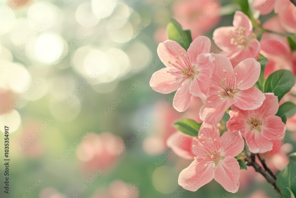 Serene Pink Blossoms in Soft Focus Background Serene Pink Blossoms in Soft Focus Background