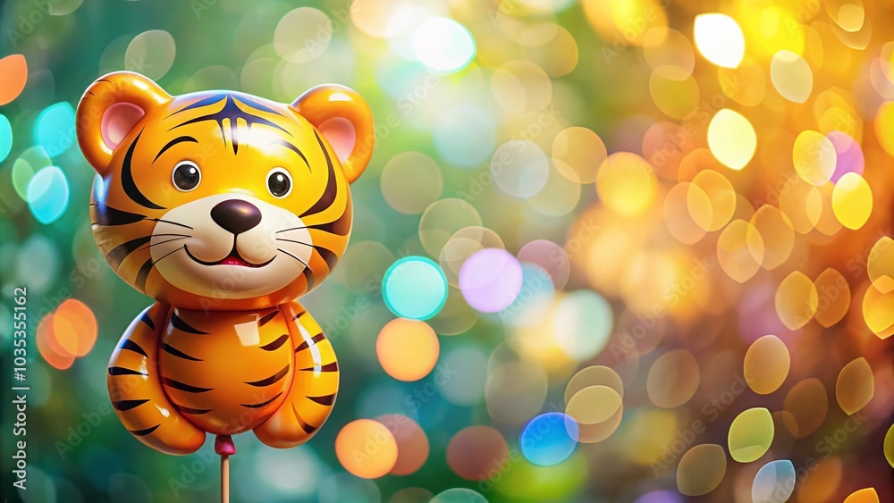 Cute Tiger Balloon in Bright Background - Fun and Playful Party Decor for Kids Cute Tiger Balloon in Bright Background - Fun and Playful Party Decor for Kids