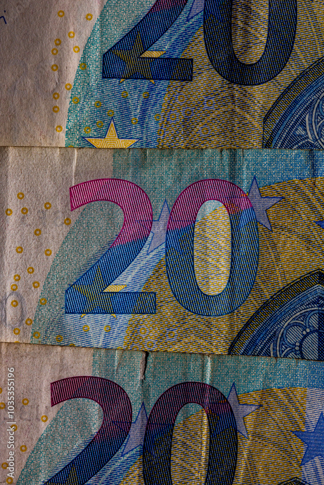Obraz premium EURO money banknotes, detail photo of EUR