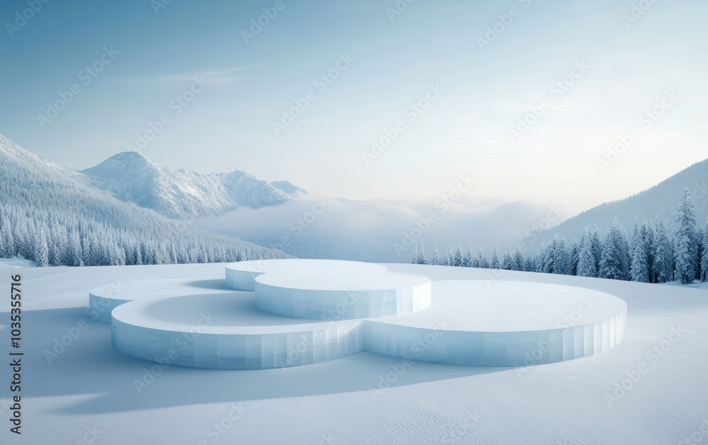 The natural background of snow mountain e-commerce products display table
The natural background of snow mountain e-commerce products display table