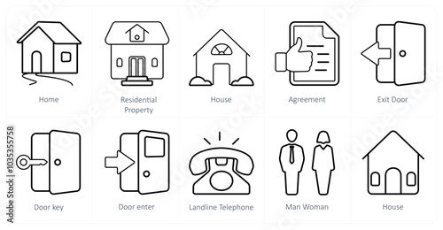 A set of 10 mix icons as home, residential property, house