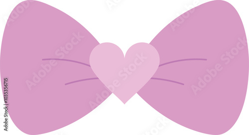 Romantic bow with heart knot. Lovely accessory icon