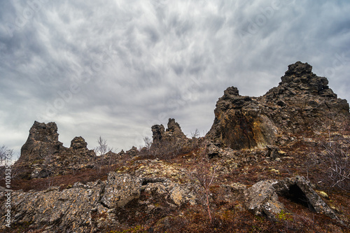 iceland, inside views of Dimmurborgir lava formation park