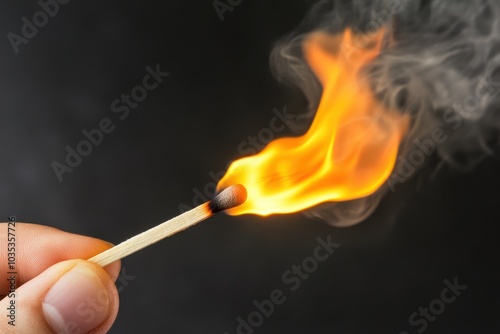 Striking A Match: Igniting Fire with Burning Match and Friction on Surface photo