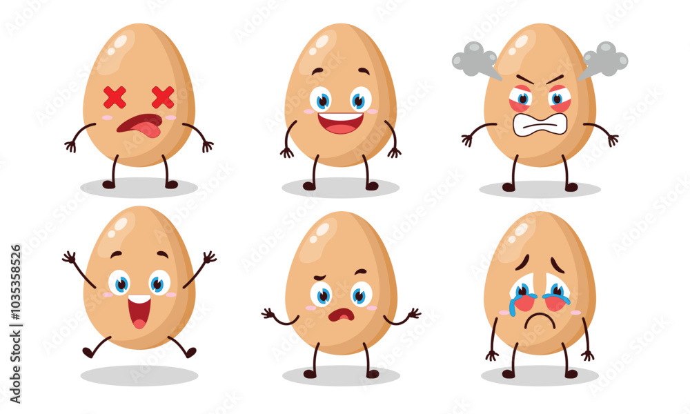 cute chicken egg cartoon with many expressions vector illustration cute chicken egg cartoon with many expressions vector illustration