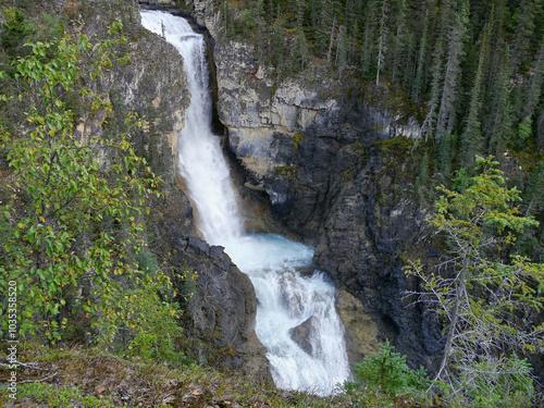 Waterfall in Canadian Rockies long exposure